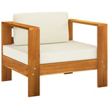 NNEVL 5 Piece Garden Lounge Set with Cream White Cushions Solid Wood