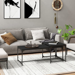 NNEVL Coffee Tables 2 pcs Black Engineered Wood