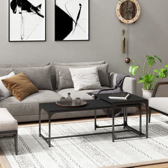NNEVL Coffee Tables 2 pcs Black Engineered Wood