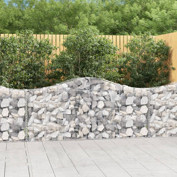NNEVL Arched Gabion Baskets 2 pcs 200x30x80/100 cm Galvanised Iron