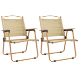 NNEVL Camping Chairs 2 pcs Beige 54x55x78 cm Oxford Fabric