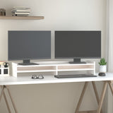 NNEVL Monitor Stand White 100x24x16 cm Solid Wood Pine