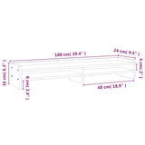NNEVL Monitor Stand White 100x24x16 cm Solid Wood Pine