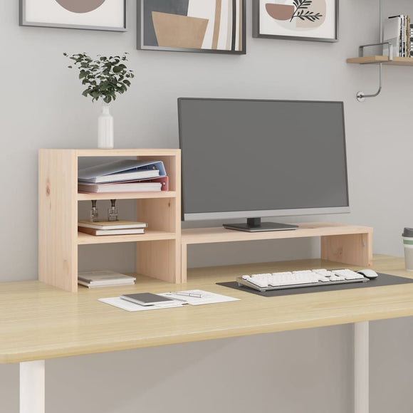 NNEVL Monitor Stand 81x20x30 cm Solid Wood Pine