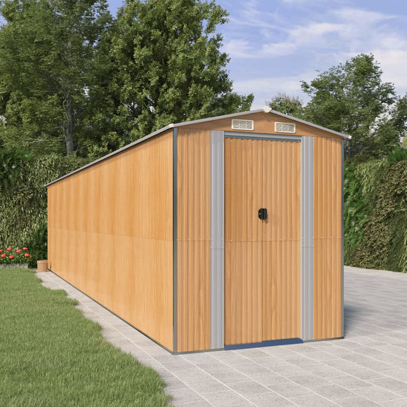 NNEVL Garden Shed Light Brown 192x855x223 cm Galvanised Steel
