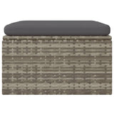 NNEVL Garden Footrest with Cushion Grey 55x55x30 cm Poly Rattan