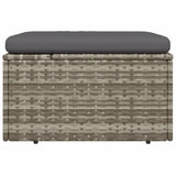 NNEVL Garden Footrest with Cushion Grey 55x55x30 cm Poly Rattan