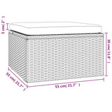 NNEVL Garden Footrest with Cushion Grey 55x55x30 cm Poly Rattan