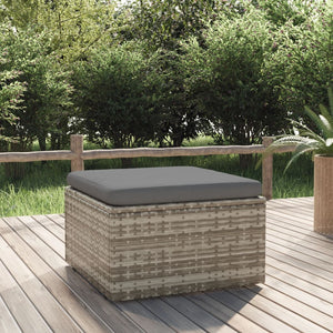 NNEVL Garden Footrest with Cushion Grey 55x55x30 cm Poly Rattan