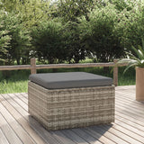 NNEVL Garden Footrest with Cushion Grey 55x55x30 cm Poly Rattan