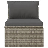 NNEVL Garden Middle Sofa with Cushion Grey 57x57x56 cm Poly Rattan