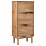 NNEVL Shoe Cabinet OTTA with 3 Drawers Brown Solid Wood Pine