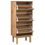 NNEVL Shoe Cabinet OTTA with 3 Drawers Brown Solid Wood Pine