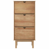 NNEVL Shoe Cabinet OTTA with 3 Drawers Brown Solid Wood Pine