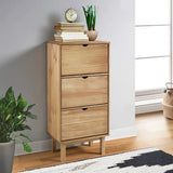 NNEVL Shoe Cabinet OTTA with 3 Drawers Brown Solid Wood Pine