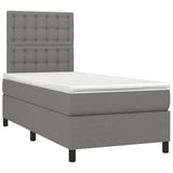NNEVL Box Spring Bed with Mattress Dark Grey 106x203 cm King Single Size Fabric