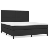 NNEVL Box Spring Bed with Mattress Black 153x203 cm Queen Size Faux Leather