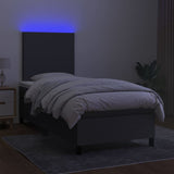 NNEVL Box Spring Bed with Mattress&LED Dark Grey 106x203 cm King Single Size Fabric