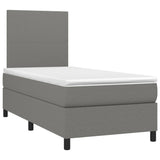 NNEVL Box Spring Bed with Mattress&LED Dark Grey 106x203 cm King Single Size Fabric