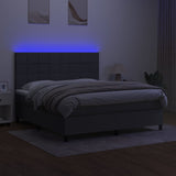 NNEVL Box Spring Bed with Mattress&LED Dark Grey 153x203 cm Queen Size Fabric