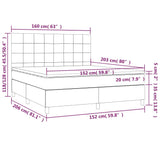 NNEVL Box Spring Bed with Mattress&LED Dark Grey 153x203 cm Queen Size Fabric