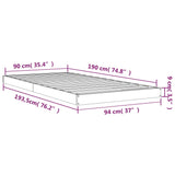 NNEVL Bed Frame without Mattress 90x190 cm Solid Wood Pine