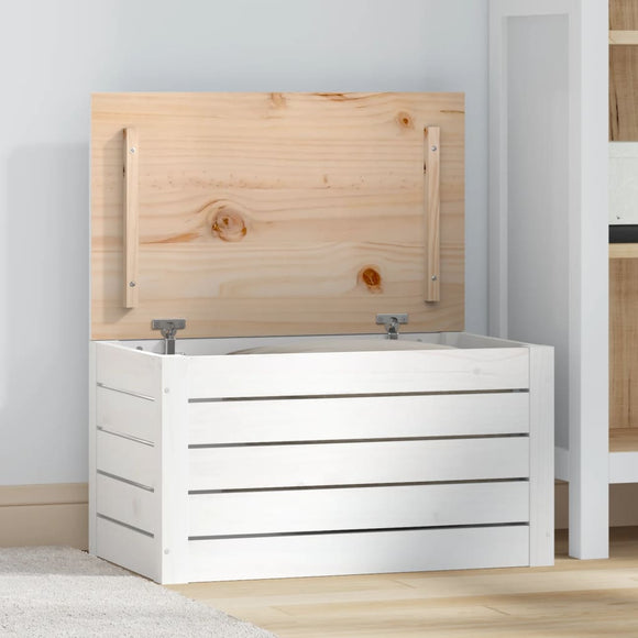 NNEVL Storage Box White 59.5x36.5x33 cm Solid Wood Pine