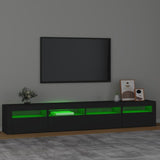 NNEVL TV Cabinet with LED Lights Black 240x35x40 cm