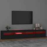 NNEVL TV Cabinet with LED Lights Black 240x35x40 cm