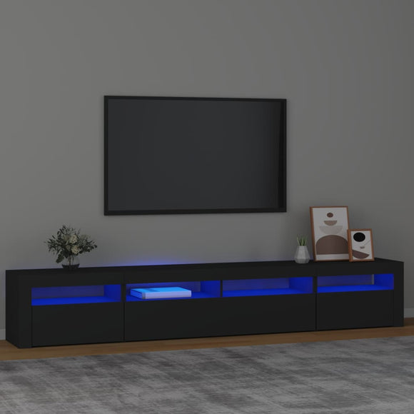 NNEVL TV Cabinet with LED Lights Black 240x35x40 cm