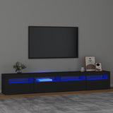 NNEVL TV Cabinet with LED Lights Black 240x35x40 cm