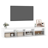 NNEVL TV Cabinet with LED Lights White 210x35x40 cm