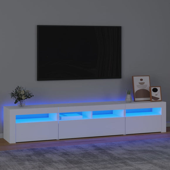 NNEVL TV Cabinet with LED Lights White 210x35x40 cm