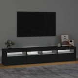 NNEVL TV Cabinet with LED Lights Black 210x35x40 cm