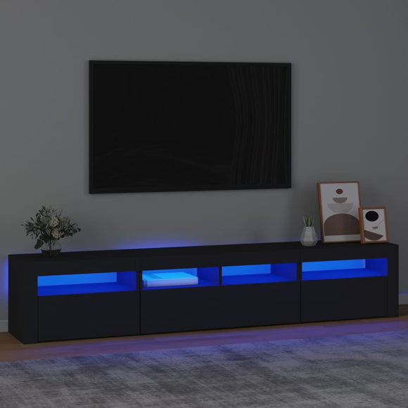 NNEVL TV Cabinet with LED Lights Black 210x35x40 cm