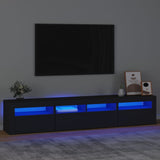 NNEVL TV Cabinet with LED Lights Black 210x35x40 cm