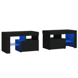 NNEVL Bedside Cabinets 2 pcs with LED Lights Black 70x36.5x40 cm