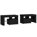 NNEVL Bedside Cabinets 2 pcs with LED Lights Black 70x36.5x40 cm