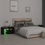 NNEVL Bedside Cabinets 2 pcs with LED Lights Black 70x36.5x40 cm