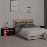 NNEVL Bedside Cabinets 2 pcs with LED Lights Black 70x36.5x40 cm