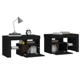 NNEVL Bedside Cabinets 2 pcs with LED Lights Black 70x36.5x40 cm