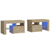 NNEVL Bedside Cabinets 2 pcs with LED Lights Sonoma Oak 70x36.5x40 cm