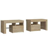 NNEVL Bedside Cabinets 2 pcs with LED Lights Sonoma Oak 70x36.5x40 cm