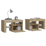 NNEVL Bedside Cabinets 2 pcs with LED Lights Sonoma Oak 70x36.5x40 cm