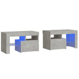 NNEVL Bedside Cabinets 2 pcs with LED Lights Concrete Grey 70x36.5x40 cm