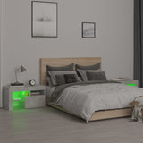 NNEVL Bedside Cabinets 2 pcs with LED Lights Concrete Grey 70x36.5x40 cm