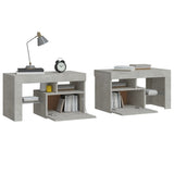 NNEVL Bedside Cabinets 2 pcs with LED Lights Concrete Grey 70x36.5x40 cm