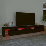 NNEVL TV Cabinet with LED Lights Black 260x36.5x40 cm