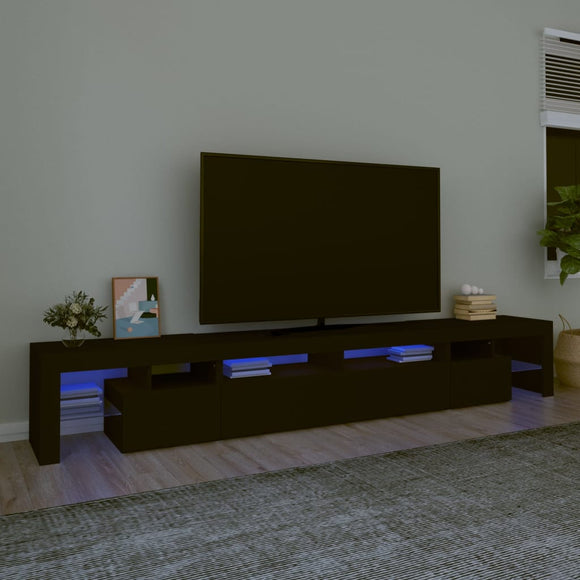 NNEVL TV Cabinet with LED Lights Black 260x36.5x40 cm