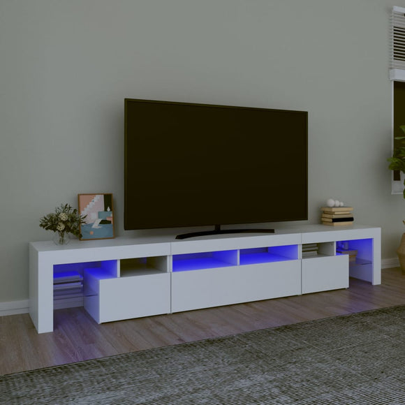 NNEVL TV Cabinet with LED Lights White 230x36.5x40 cm